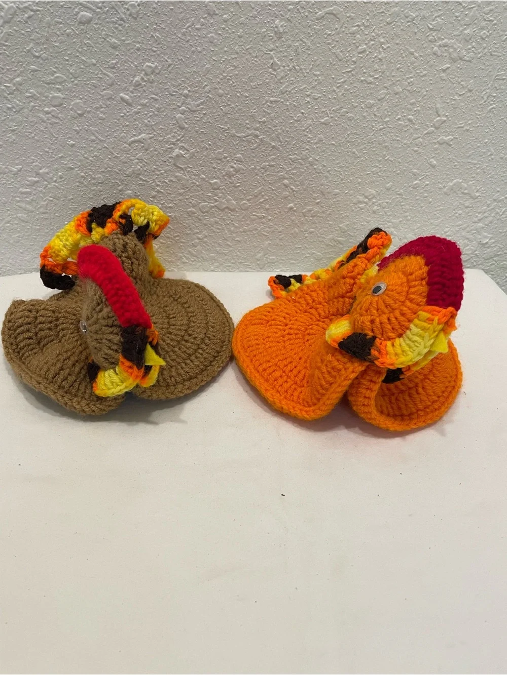 Handmade Crochet Turkey Coasters Set - Orange & Brown